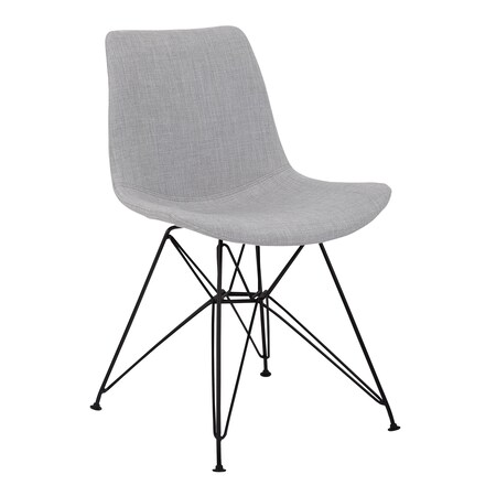 Armen Living Palmetto Contemporary Dining Chair in Gray Fabric with Black Metal Legs LCPLCHBLGR